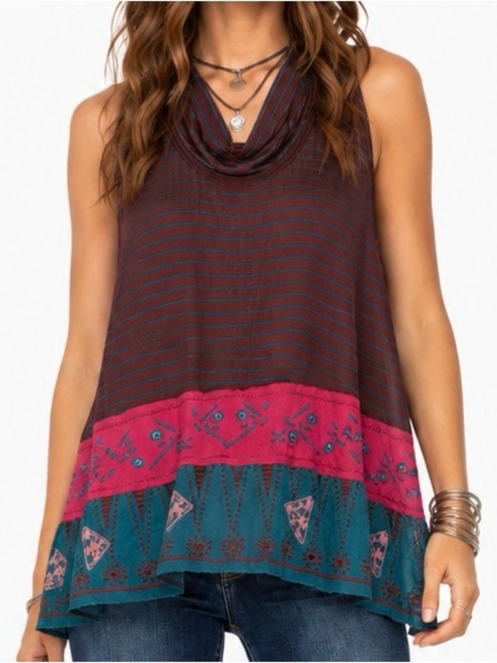 Free People We The Free North South Cowl Neck Swing Tank Top M